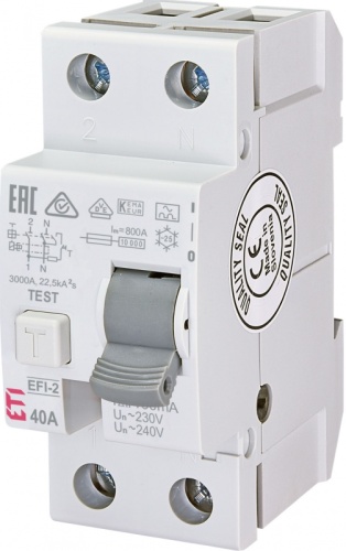 Реле дифференциальное (УЗО) EFI-2 40/0,1 тип A (10kA) | код 002063523 | ETI
