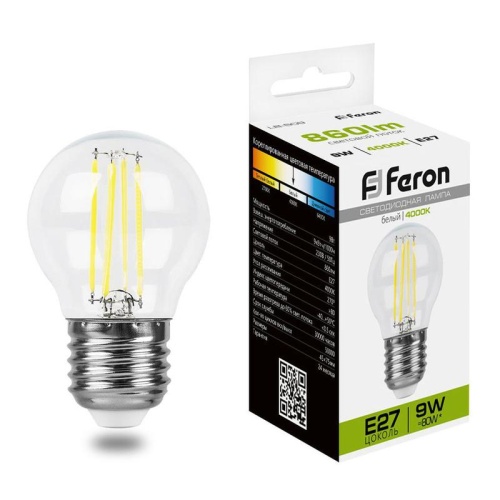 Лампа светодиодная 9Вт 230В E27 4000К прозрачн. LB-509 FERON 38004 Лампа светодиодная 9Вт 230В E27 4000К прозрачн. LB-509 FERON 38004