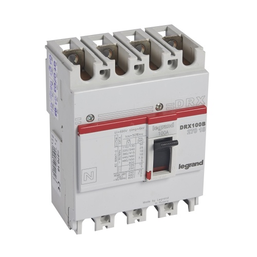 Выключатель автоматический DRX125 термомагнитный 100A 4П 10кА | код 27018 | Legrand