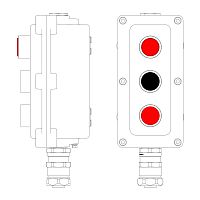 Взрывонепроницаемый пост управления из алюминия LCSD-03-B-MB-L1R(220)x1-P1B(11)x1-P1R(11)x1-PBMB-KAEPM2MHK-20 / 1Ex d IIB T5 Gb / Ex | код LCSD21000131 | DKC