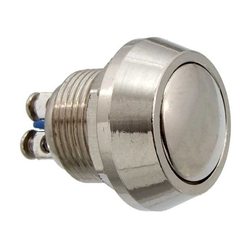 Кнопка антивандальная без подсветки RUICHI PBS-28B, М12, IP65, 36 В, никелированная латунь | код 88424 | Ruichi