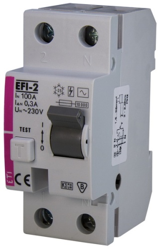 Реле дифференциальное (УЗО) EFI-2 100/0,3 тип AC (10kA) | код 002062535 | ETI