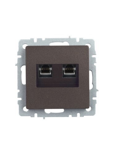 BRITE Розетка компьютерная двойная RJ45 кат.5E РК10-2-БрТБ темная бронза | код BR-K20-1-K45 | IEK фото 4