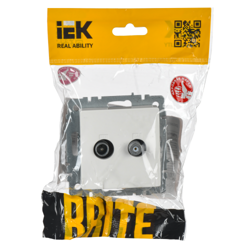 BRITE Розетка двойная TV+SAT РТВ/РСп12-БрБ белый | код BR-AF20-O-K01 | IEK фото 3