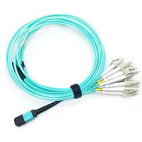 Сборка кабельная MPO-12LC, 12 волокон OM3, низкие потери, LSZH, 3 м, аква | код LAN-12M-12LC/OM3-3.0 | LANMASTER