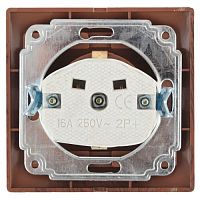 Розетка Intro Plano 1-202-10 с заземлением 2P+E Schuko, 16А-250В, IP20, СУ, венге | код Б0053885 | ЭРА