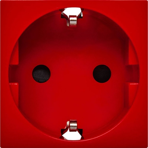 Розетка с заземлением - безвинтовые зажимы - со шторками 16А 250В - 90°- 2 модуля - красный | код 4525055 | Legrand