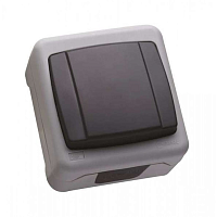 Выключатель одноклавишный проходной IP55 (пружинный зажим) герметичный серый | код 36064105 | Makel