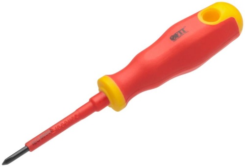 Отвертка изолированная 1000 В, CrV сталь, прорезиненная ручка 3х60 мм РН0 | код 55891 | FIT фото 2 Отвертка изолированная 1000 В, CrV сталь, прорезиненная ручка 3х60 мм РН0 | код 55891 | FIT фото 2