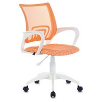 Кресло BRABIX Fly MG-396W, с подлокотниками, пластик белый, сетка, оранжевое с рисунком Giraffe | код 532402 | BRABIX