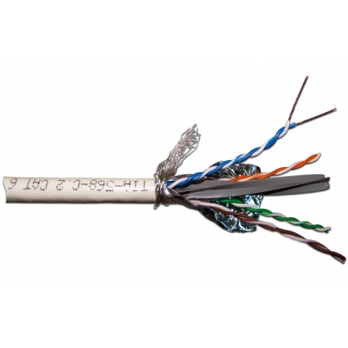 Кабель LANMASTER SFTP, 4 пары, кат. 6, с перегородкой, 250Mhz, LSZH, серый, 305 м | код LAN-6ESFTP-LSZH-GY | LANMASTER