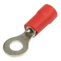 Наконечник кольцевой изолированный RUICHI RVL1.25-4, 19 А, 22-16 AWG, красный, латунь луженая | код 61167 | Ruichi