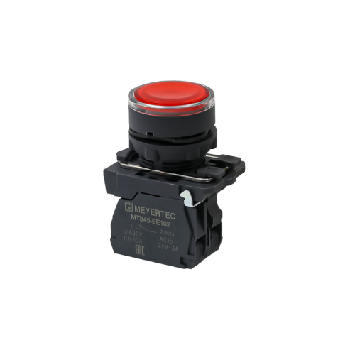 Кнопка красная с подсветкой, 1NС, 24V AC/DC, IP65, пластик MTB5-AW34721 | код 137275 | MEYERTEC