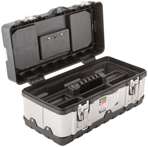 Ящик для инструмента пластиковый 16'' ( 410х215х185 мм ) замки и стенки нерж. сталь | код 65594 | FIT фото 4