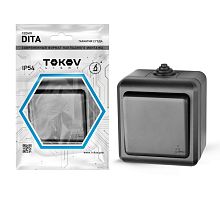 Выключатель 1-кл. ОП Dita IP54 10А 250В карбон | код TKL-DT-V1-C14-IP54 | TOKOV ELECTRIC