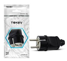 Вилка прямая 16А 250В с заземл. черн. | код TKL-PLZ-C05 | TOKOV ELECTRIC