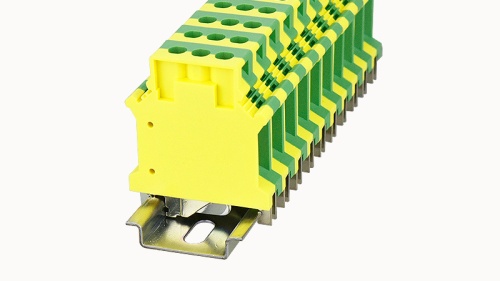PC16-PE-01P-1Y-00Z(H) Клеммный блок (клеммник) заземл. винт., на DIN-рельс TS-35/TS-32, сеч. пров. 12-4AWG/ до 16.0 кв.мм, желто-зелен. изол., Hобщ. = 52.8 мм, шир. 12.2 мм | код 11010000028 | DEGSON