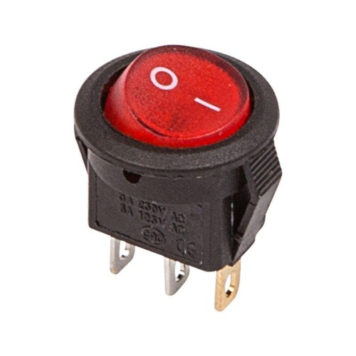 Выключатель клавишный круглый 250А 3А (3с) ON-OFF красн. с подсветкой Micro (RWB-106 SC-214) | Код. 36-2530 | Rexant