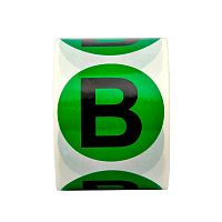 Маркировка электрических шин. Диаметр 40мм, круг. Цвет - зеленый, символ - "В" черного цвета. Упа ковка - 500 шт. | код SL-D40-B-GN | DKC