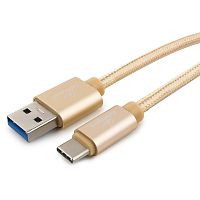 Кабель USB 3.0 Cablexpert CC-P-USBC03Gd-1M, AM/Type-C, серия Platinum, длина 1м, золотой, нейлоновая оплетка, блистер | код CC-P-USBC03Gd-1M | Cablexpert