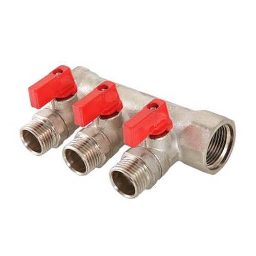 Коллектор с отсекающими кранами, 1"х3 вых. 1/2" нар. | код. VTc.580.N.0603 | VALTEC