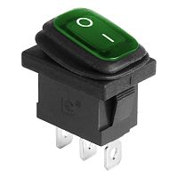 Выключатель клавишный 250V 6А (3с) ON-OFF зеленый с подсветкой Mini ВЛАГОЗАЩИТА REXANT | код 36-2178 | REXANT