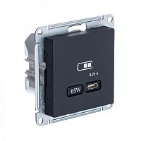 Розетка USB AtlasDesign тип C 65Вт QC PD высокоскор. ЗУ механизм карбон | код. ATN001027 | Systeme Electric