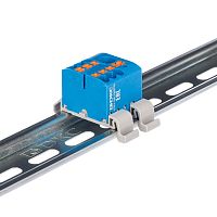 Блок распределительный с горизонт. адаптером на рейку шир. 35мм зажим push-in 1 ввод 6кв.мм 6 точек подключения 2.5кв.мм син. DKC DTP1-106-104SPUB-H