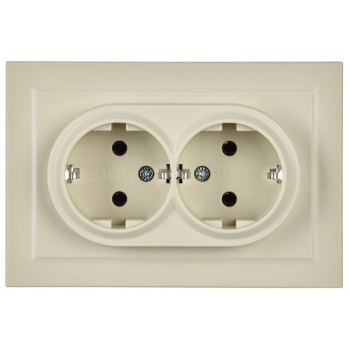 BRITE Розетка 2-местная с заземлением без защитных шторок 16А в сборе РС12-3-БрКр бежевый | код BR-R21-16-K10-F | IEK фото 2 BRITE Розетка 2-местная с заземлением без защитных шторок 16А в сборе РС12-3-БрКр бежевый | код BR-R21-16-K10-F | IEK фото 2