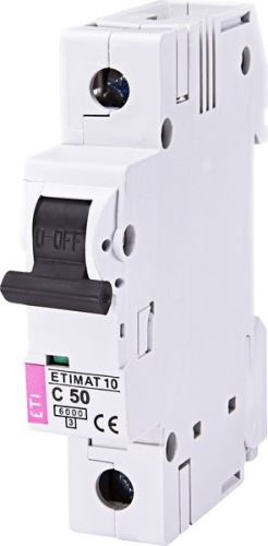 Автоматический выключатель ETIMAT 10 1p C 50А (6 kA) | код 002131721 | ETI