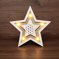 Деревянная фигура с подсветкой Звезда двойная 30х4х30 см | код 504-027 | NEON-NIGHT