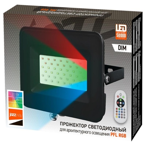 Прожектор светодиодный ДО-30w RGB IP65 черный корпус | код 5016408 | JazzWay фото 5 Прожектор светодиодный ДО-30w RGB IP65 черный корпус | код 5016408 | JazzWay фото 5