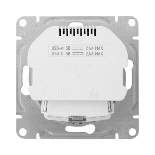Механизм розетки с USB-A+С - 2шт, 16А, с заземлением, со шторками, белый Эпика EKF | код UP1-SOW-111-USBA+USBC | EKF фото 5 Механизм розетки с USB-A+С - 2шт, 16А, с заземлением, со шторками, белый Эпика EKF | код UP1-SOW-111-USBA+USBC | EKF фото 5