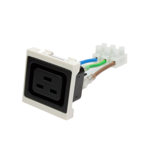 Гнездо IEC 60320 C19, 16A, 250V, формата Mosaic, 45x45 мм | код LAN-SIP-23IEC-C19 | LANMASTER