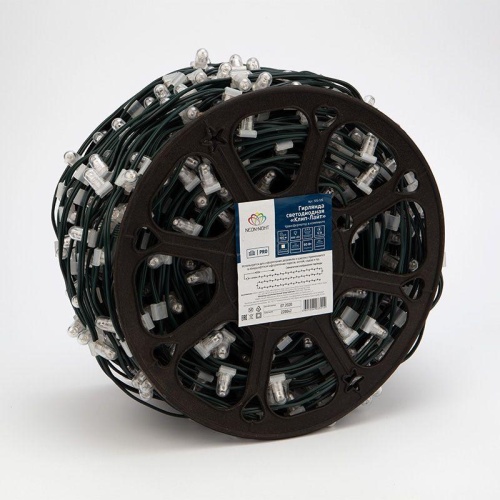 Гирлянда светодиодная "LED ClipLight" 1.5м 665LED тепл. бел. 80Вт 12В IP65 трансф. в компл. провод ПВХ темн. зел. (уп.100м) Neon-Night 325-126 фото 3