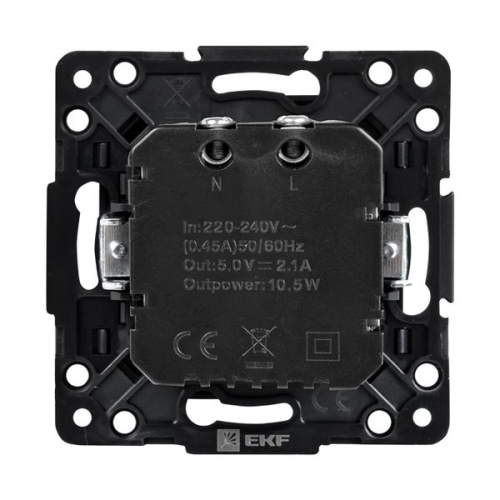 Стокгольм Механизм Розетки USB 2-местной 2,1А черный PROxima | код EZR16-028-10-2USB | EKF фото 5