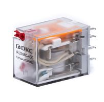 Реле миниатюрное промышленное общего назначения, 4CO, ком. ток 6А, AgSnO?, напряжение 12V AC, опция: тест-кнопка+светодиод | код IR-12AC-4CO-D | DKC