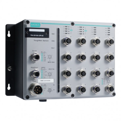 Коммутатор TN-5516A-8PoE-WV-T L2 Managed Ethernet switch with 8 * 10/100BaseT(X) ports and 8 * 802.3at PoE+ M12 connectors, 24 - 110 VDC, t: -40/75 | код 00-06099589 | MOXA