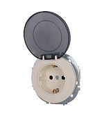 Розетка 1-м СП OSEN с заземл. с крышкой ПБТ механизм сл. кость LEZARD 743-9088-123B