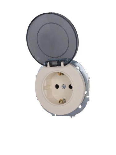 Розетка 1-м СП OSEN с заземл. с крышкой ПБТ механизм сл. кость LEZARD 743-9088-123B