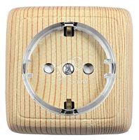 Розетка наружная с заземлением с изоляционной пластиной со шторками (стакан) сосна | код РА16-174-02 | HEGEL