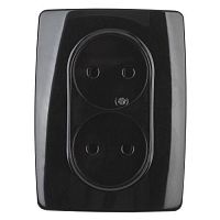 Розетка 2X2P, 16A-250В, Эра12, чёрный, 12-2107-06 | код Б0031243 | ЭРА