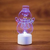 Фигура светодиодная "Снеговик с шарфом 2D" на подставке RGB | код 501-053 | Neon-Night
