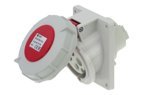 Розетка встраиваемая наклонная 32A/400V/3P+E/IP67, фланец 92x100 | код CA1506 | INPIN