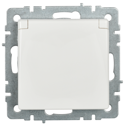 BRITE Розетка 1-местная с заземлением с защитными шторками и крышкой 16А IP44 РСбш10-3-44-БрБ белый | код BR-R16-16-44-K01 | IEK фото 4