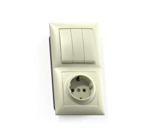 Блок СП БКВР-413 Селена (3-кл. выкл. + розетка с заземл.) сл. кость Кунцево 8178 Блок СП БКВР-413 Селена (3-кл. выкл. + розетка с заземл.) сл. кость Кунцево 8178