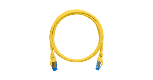 Коммутационный шнур NIKOMAX U/UTP 4 пары, Кат.6 (Класс E), 250МГц, 2хRJ45/8P8C, T568B, заливной, с защитой защелки, многожильный, BC (чистая медь), 24AWG (7х0,205мм), LSZH нг(А)-HFLTx, желтый, 0,15м | код NMC-PC4UE55B-001-C-YL | NIKOMAX Сер