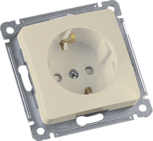MASTER Розетка одноместная с заземляющим контактом, со шторками, скрытой установки, в рамку, слоновая кость | код РС16-412-01 | HEGEL