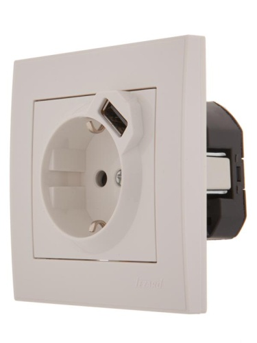 Розетка RAIN с/з с USB скрытой установки белая | код 703-0202-181 | LEZARD фото 4