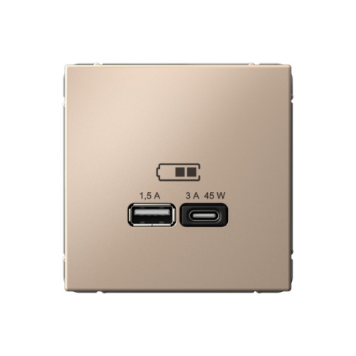 ARTGALLERY USB РОЗЕТКА A + тип-C 45Вт высокоскор.заряд. QC, PD, механизм, ПЕСОЧНЫЙ | код GAL001229 | Systeme Electric